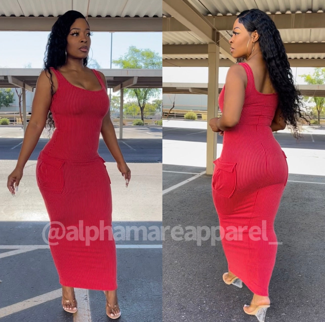 POLLY Cargo Long Red Dress