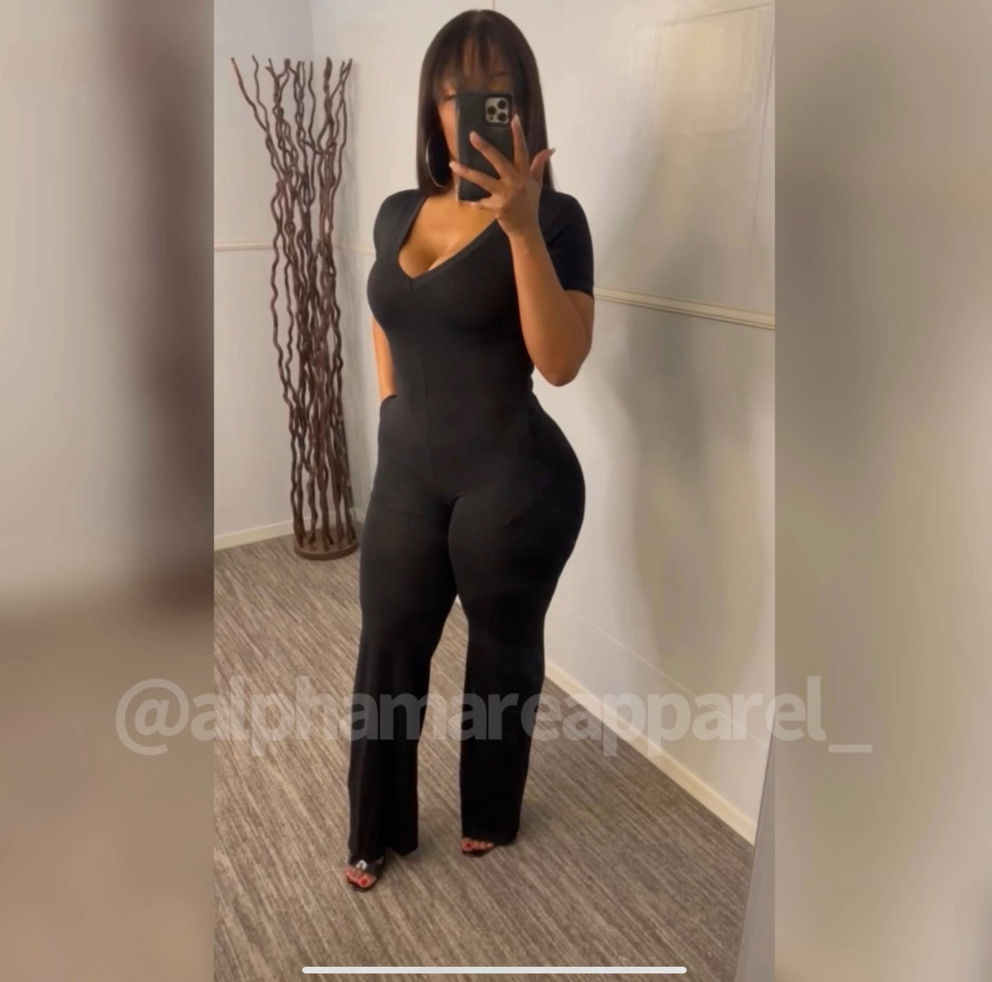 JENNIFER Short Sleeve V Cut Jumpsuit