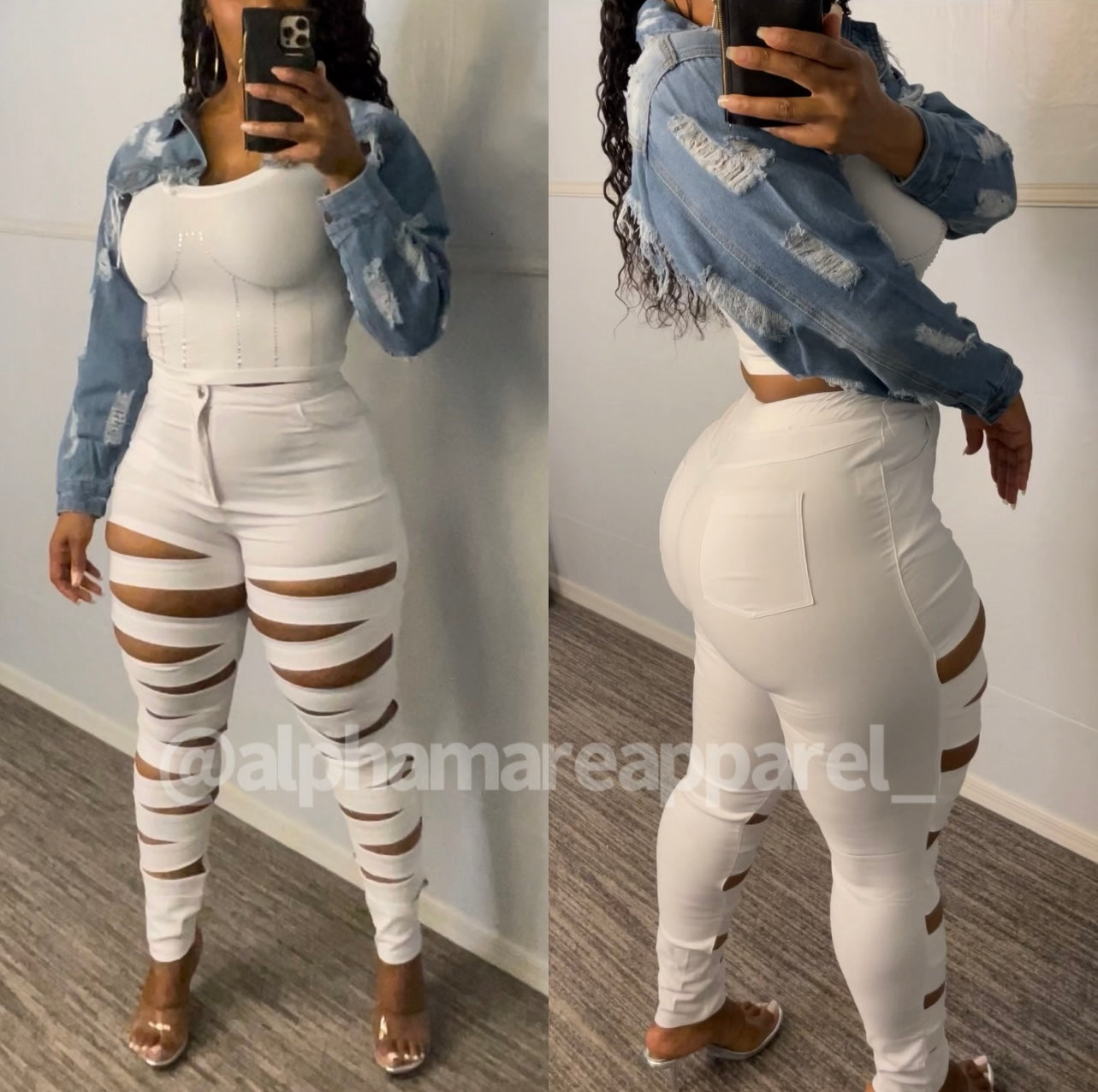AMANDA White Strappy Pants