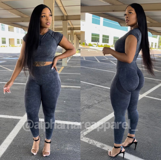 AMINA Acid Wash Butt Scrunch Set