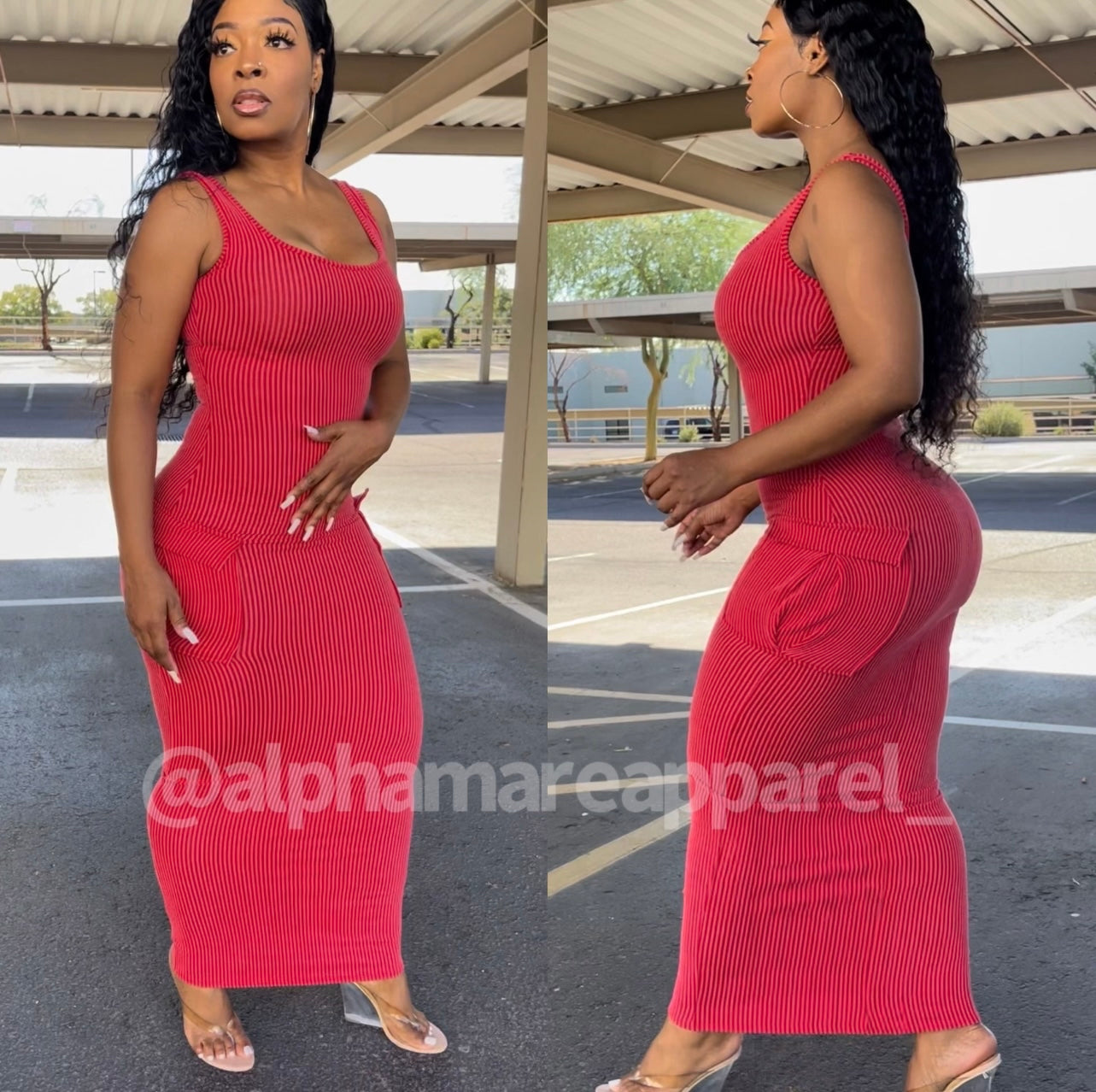 POLLY Cargo Long Red Dress