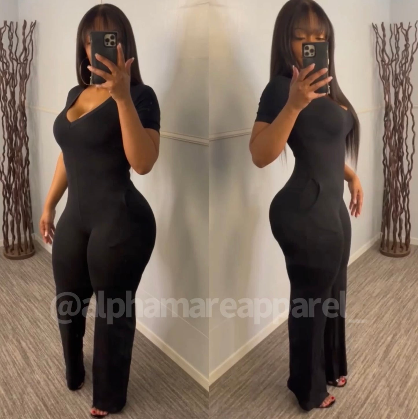 JENNIFER Short Sleeve V Cut Jumpsuit