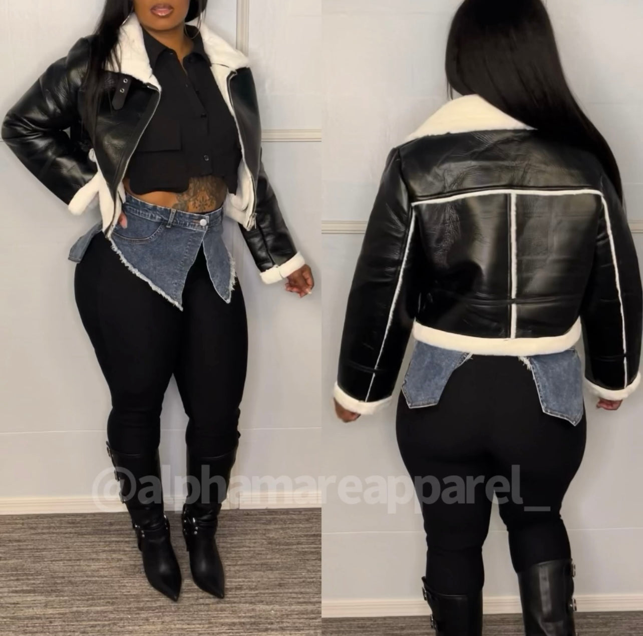 EVELYN Soft Fur Faux Leather Jacket