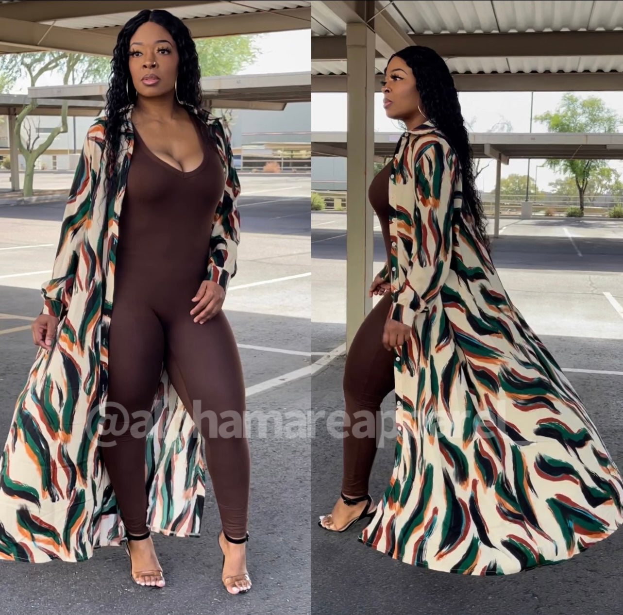 ALINA Long Sleeve Button Dress