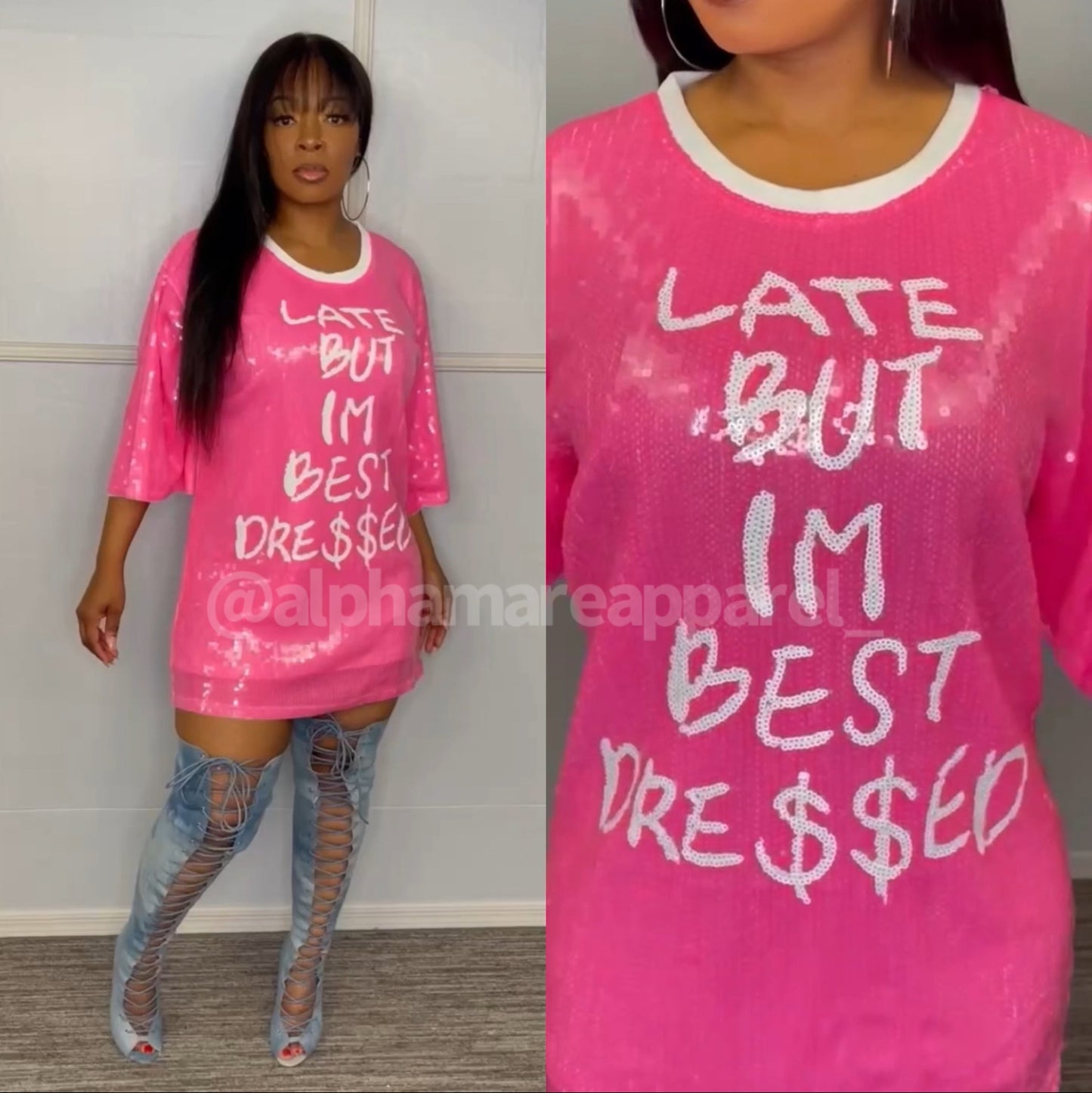 MICHELLE Short Sleeve Sequin Dress