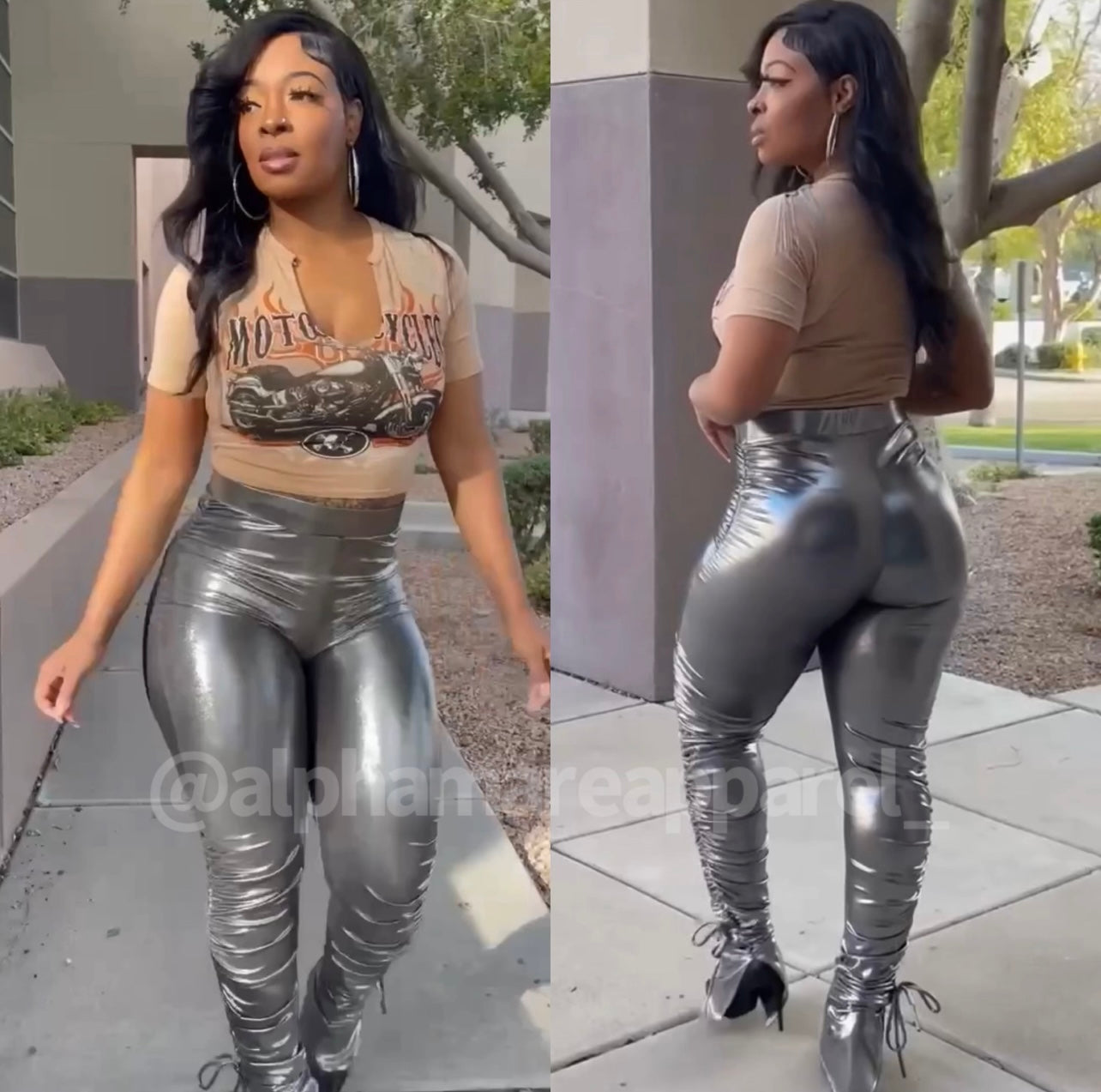 KENDRA Metallic High Waist Rouched Leggings.