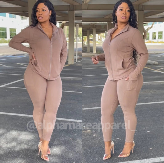 LINDA Thumbhole Jacket & Leggings With Pockets Matching Set