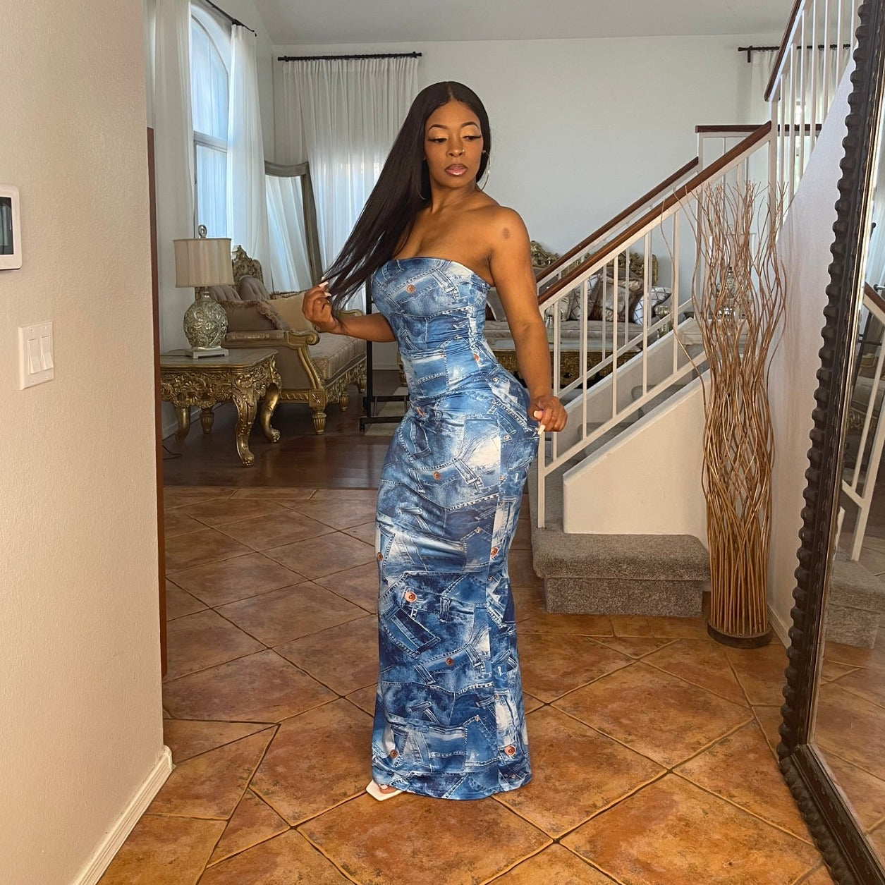 JAYDEN Denim Print Dress