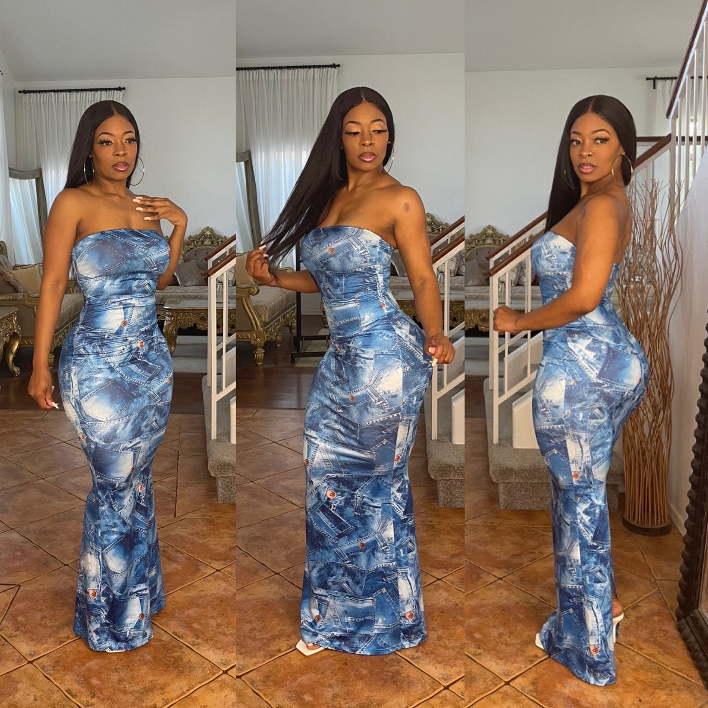 JAYDEN Denim Print Dress