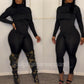 MARY Long Sleeve Turtle Neck Black Matching Set