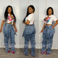 REGINA Acid Wash Denim Strappy Jeans