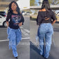 REGINA Acid Wash Denim Strappy Jeans