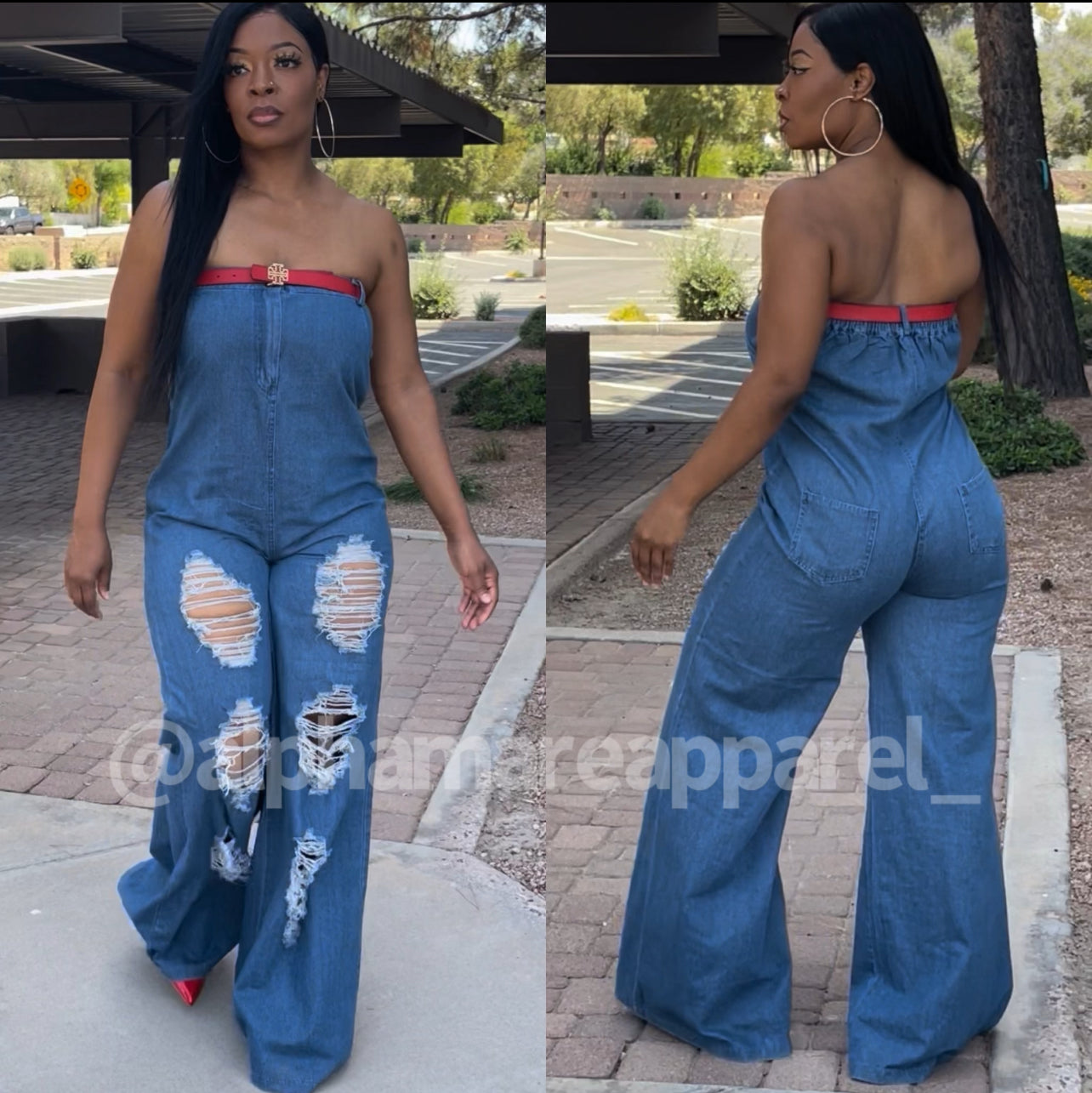 FAITH Distressed Denim Jumpsuit