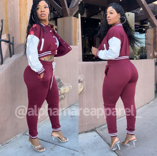 SHARA Button Front Sweat Suit Set